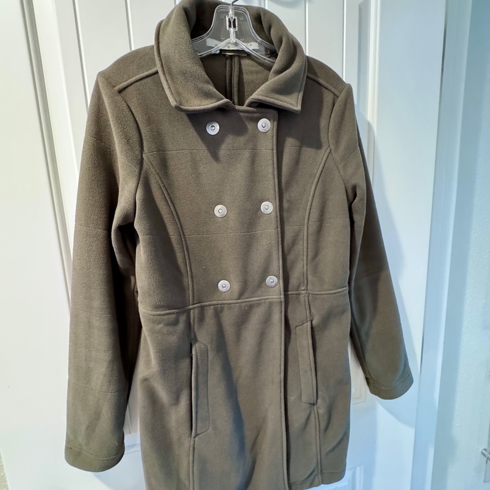 Athleta Double-Breasted Fleece Coat - Olive